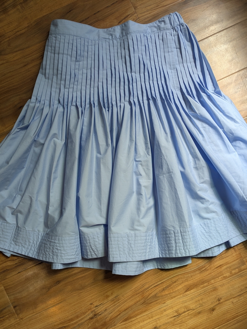 Women's Light Blue Pleated Circle Skirt
